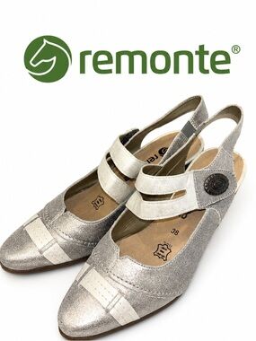 Remonte Silver Leather Slingback Shoes – Size 38
